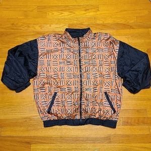 Vintage 90s Crazy Pattern Full-Zip Windbreaker Jacket Size Large